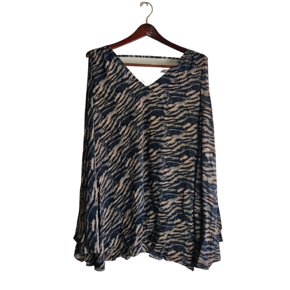 JAYGODFREY Tops - JAYGODFREY Silk Animal Print Open Shoulder Blouse